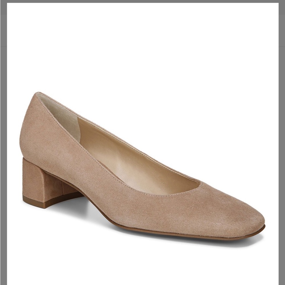 Franco Sarto Beige Suede Low Block Heel Pump